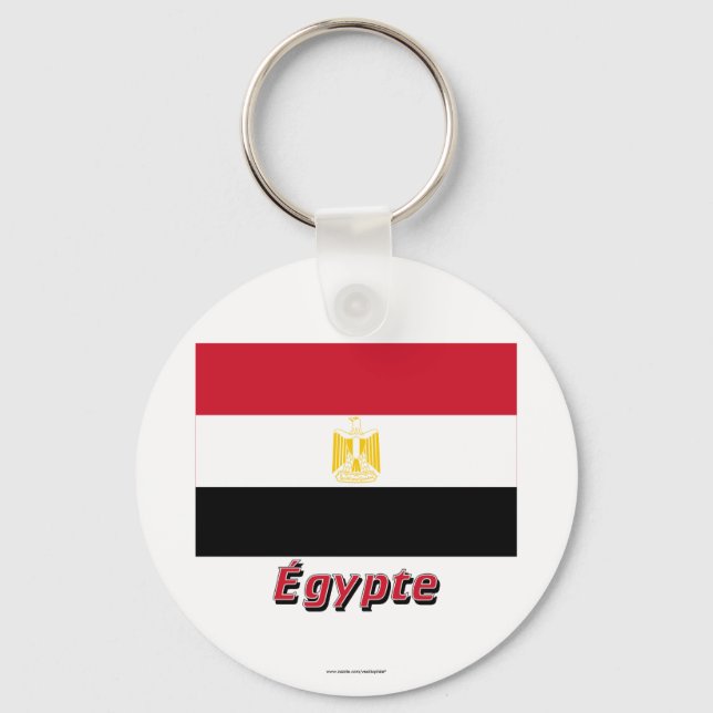 Drapeau Égypte avec le nom en français Key Ring (Front)
