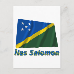 Drapeau Îles Salomon avec le nom en français Postcard