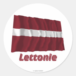 Drapeau Lettonie avec le nom en français Classic Round Sticker