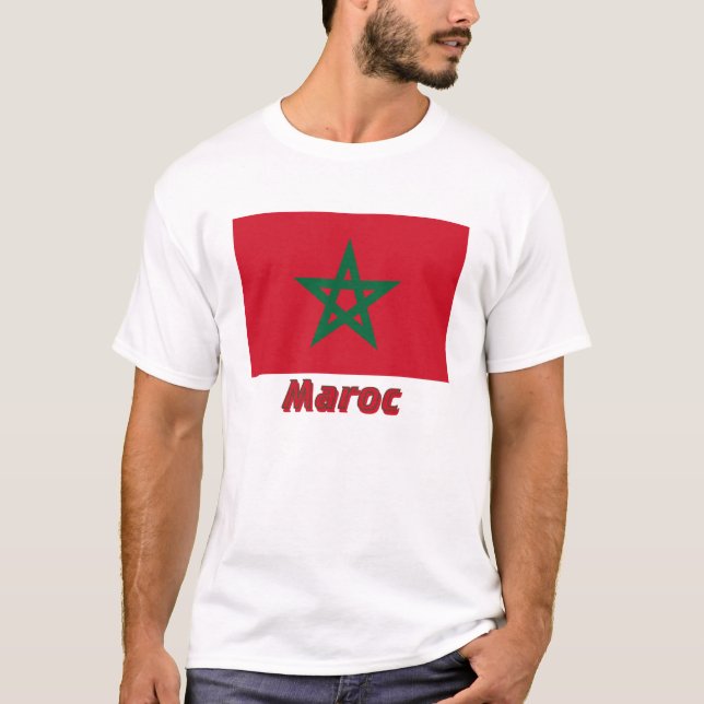 Drapeau Maroc avec le nom en français T-Shirt (Front)