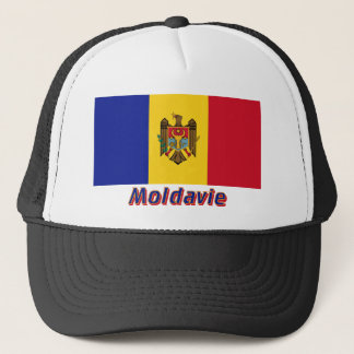 Drapeau Moldavie avec le nom en français Trucker Hat
