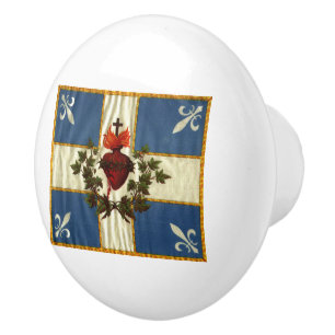 Drapeau Québec antique Carillon Sacré-Cœur Ceramic Knob