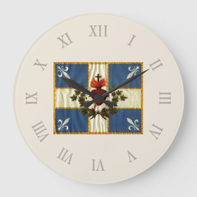 Drapeau Québec antique Carillon Sacré-Coeur Large Clock (Front)