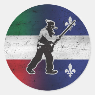 Drapeau Québec et Patriote Henri Julien érodé Classic Round Sticker