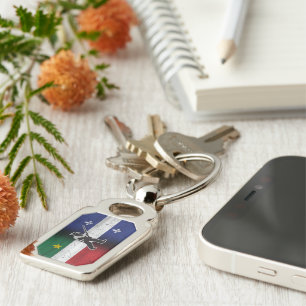 Drapeau Québec et Patriote Henri Julien érodé Key Ring