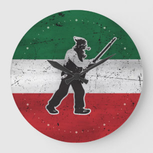 Drapeau Québec et Patriote Henri Julien érodé Large Clock