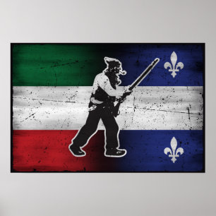 Drapeau Québec et Patriote Henri Julien érodé Poster
