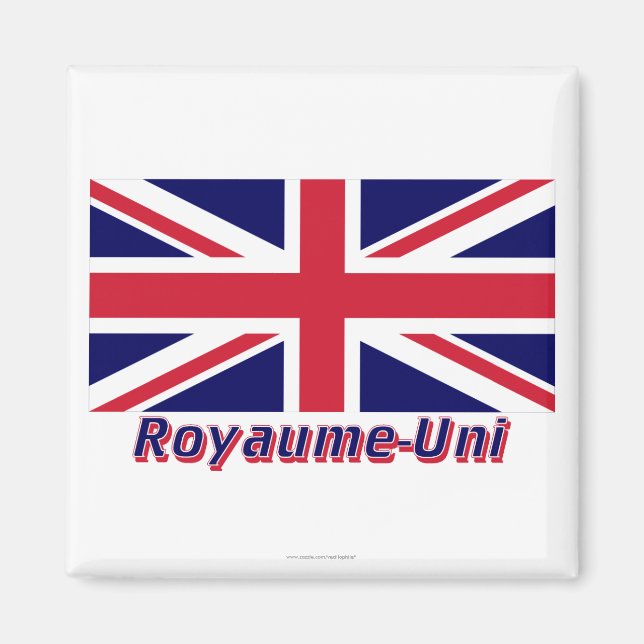 Drapeau Royaume-Uni avec le nom en français Magnet (Front)
