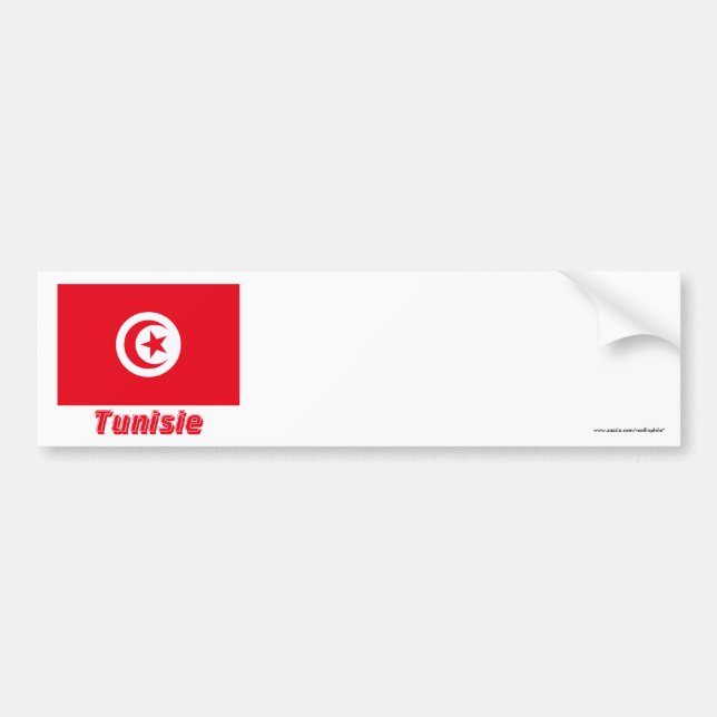 Drapeau Tunisie avec le nom en français Bumper Sticker (Front)