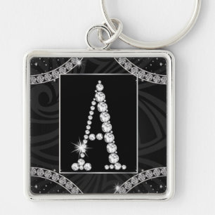 Draped In Diamonds - Initial A Key Ring