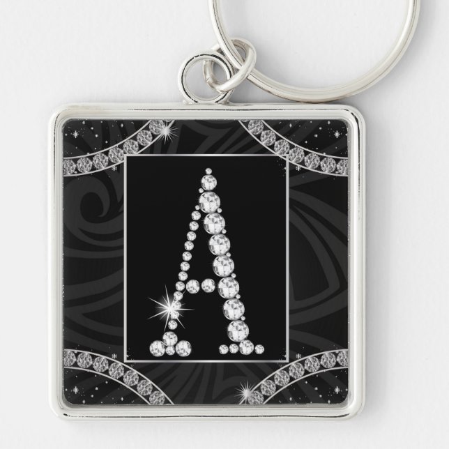 Draped In Diamonds - Initial A Key Ring (Front)