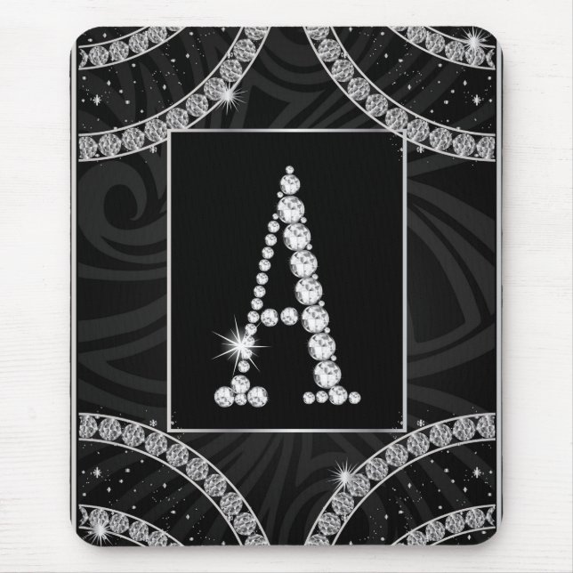 Draped In Diamonds - Initial A Mouse Mat (Front)