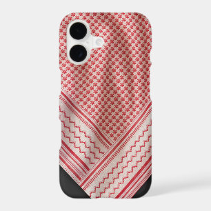 Draped Red and White Shemagh Keffiyeh, Black