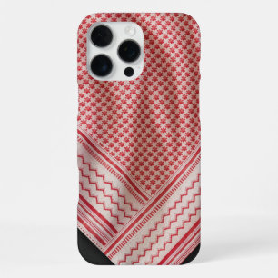 Draped Red and White Shemagh Keffiyeh, Black iPhone 16 Pro Max Case