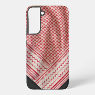 Draped Red and White Shemagh Keffiyeh, Black Samsung Galaxy Case