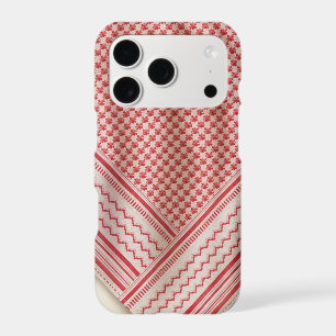 Draped Red and White Shemagh Keffiyeh, Cream