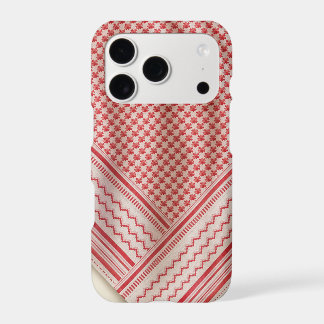Draped Red and White Shemagh Keffiyeh, Cream