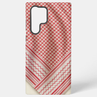 Draped Red and White Shemagh Keffiyeh, Cream Samsung Galaxy Case