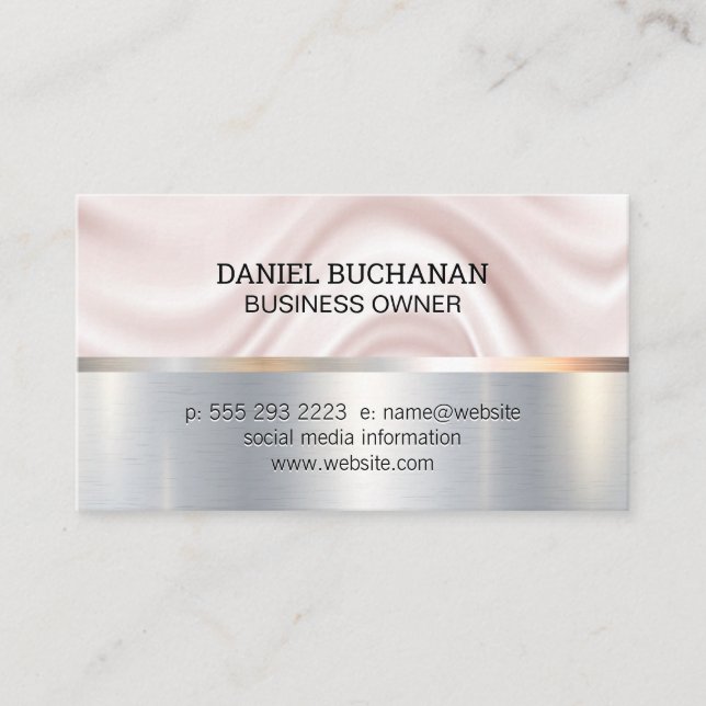 Drapery Background | Gold Metallic | Metal Brushed Business Card (Front)