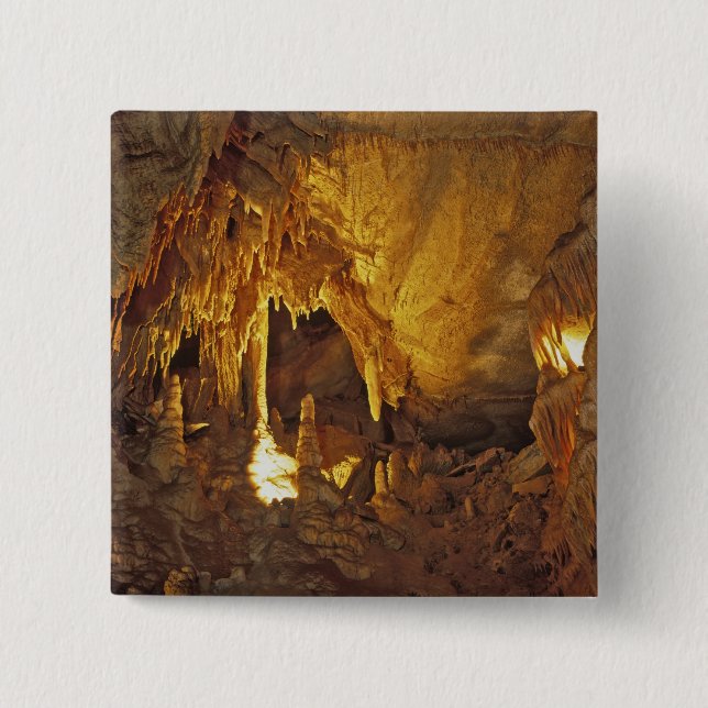 Drapery Room, Mammoth Cave National Park, 15 Cm Square Badge (Front)