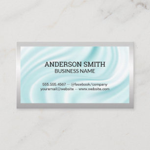 Drapery Silk Background   Silver Border Business Card