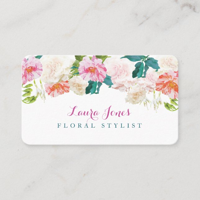 Draping Floral Flower Stylist Appointment Cards (Front)