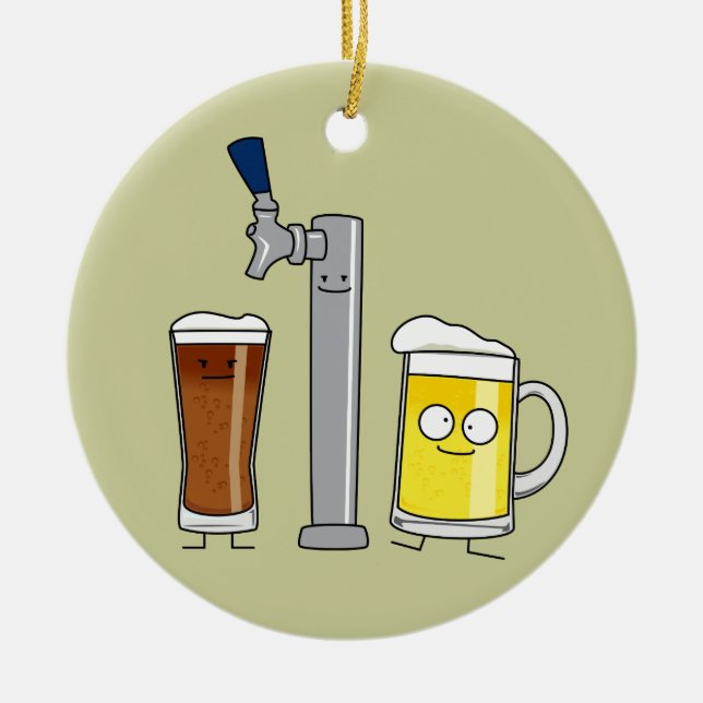 Draught   Beer lager tap stout alcohol foam mug Ceramic Tree Decoration (Front)