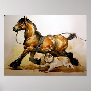 Draught   Horse And Bulldog Poster Print
