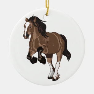 Draught Horse Ceramic Tree Decoration