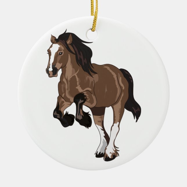 Draught Horse Ceramic Tree Decoration (Front)