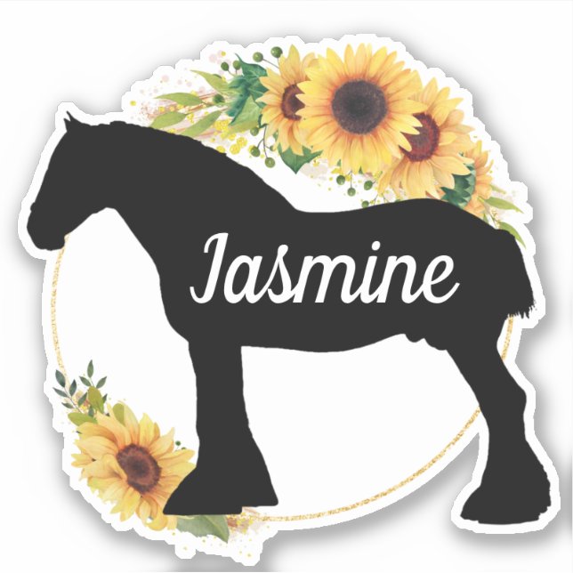 Draught horse Custom Name Floral Sunflower (Front)