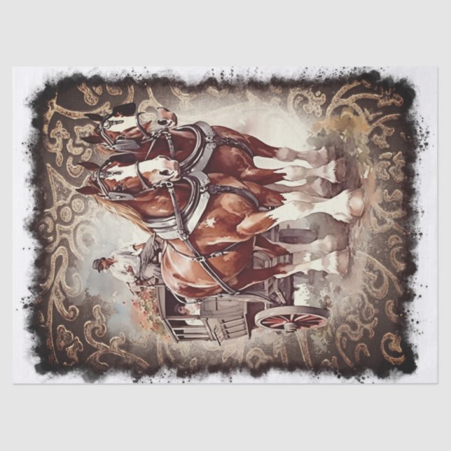 Draught Horse Decoupage Tissue Paper (Front)