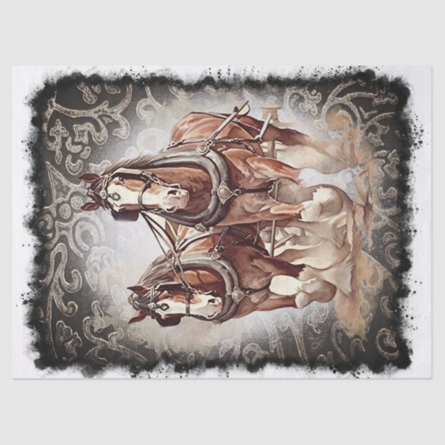Draught Horse Decoupage Tissue Paper (Front)