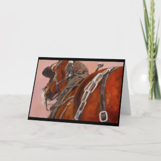 Draught   horse in harness greeting card