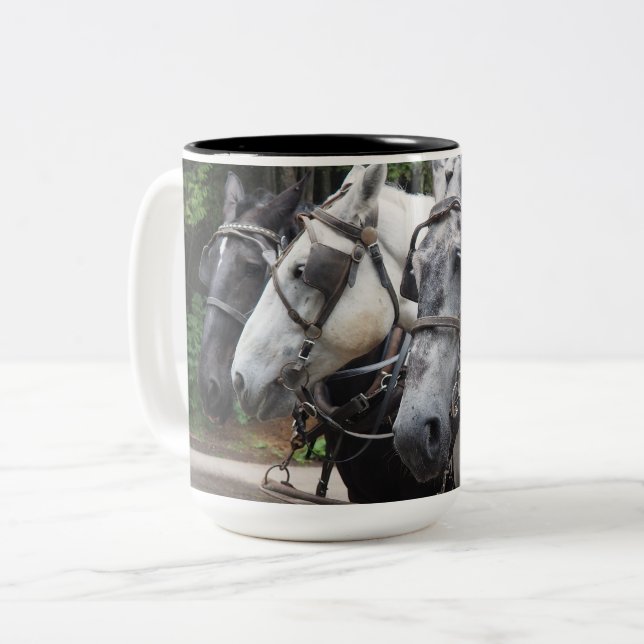Draught Horses 842 Two-Tone Coffee Mug (Front Left)