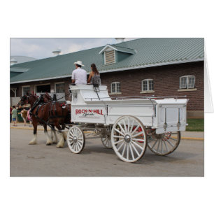 Draught Horses at a State Fair Pulling White Wagon
