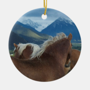 Draught Horses Ceramic Tree Decoration