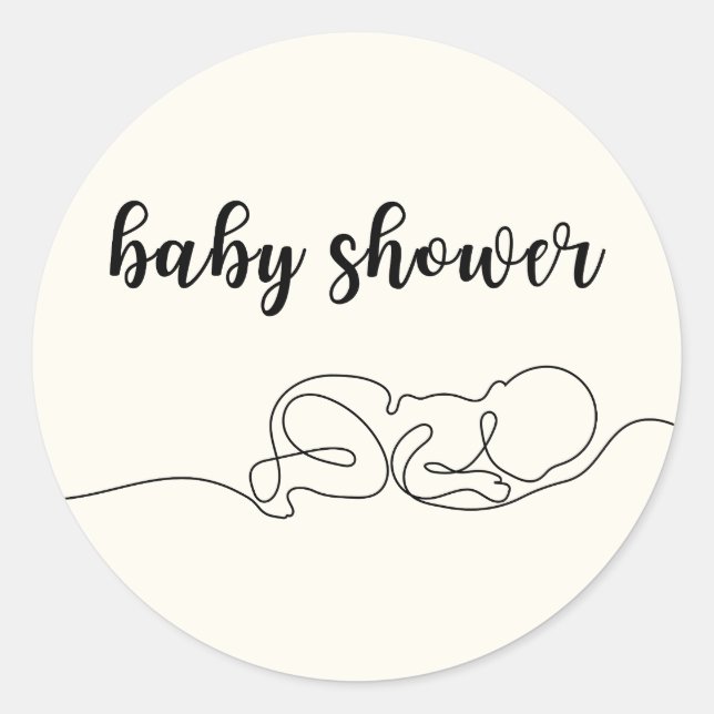 Draw Baby Minimalist Baby Shower  Classic Round Sticker (Front)