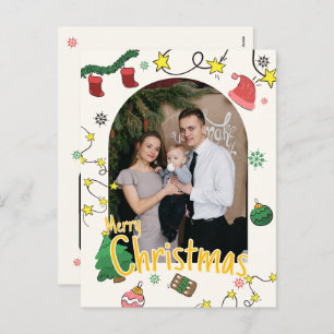Draw Christmas Family Photo Greeting Card