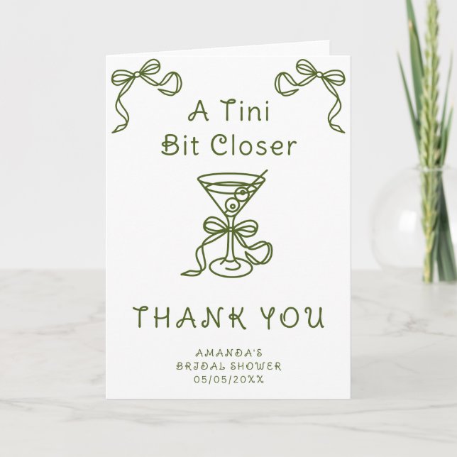 Draw Martini Thank you Bridal shower  Card (Front)