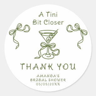 Draw Martini Thank you Bridal shower  Classic Round Sticker
