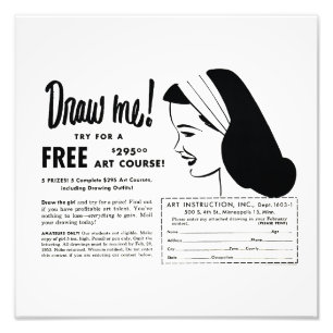 Draw Me - Vintage Art School Drawing Contest Mug Photo Print