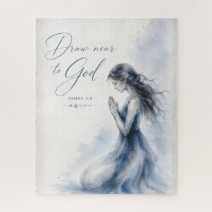 Draw Near to God James 4:8 Christian Watercolor Jigsaw Puzzle