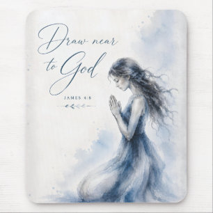 Draw Near to God James 4:8 Christian Watercolor Mouse Mat