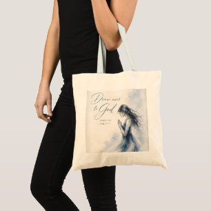 Draw Near to God James 4:8 Christian Watercolor Tote Bag