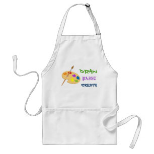 Draw, Paint, Create art apron with palette