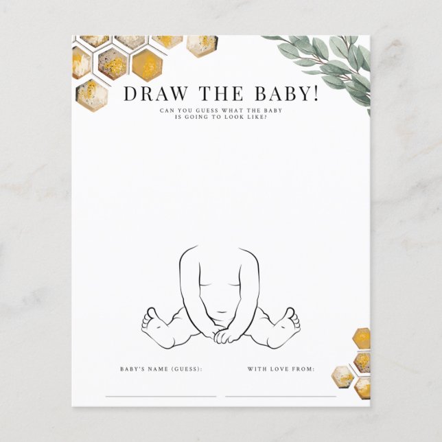 Draw the Baby Bee Baby Shower Game (Front)