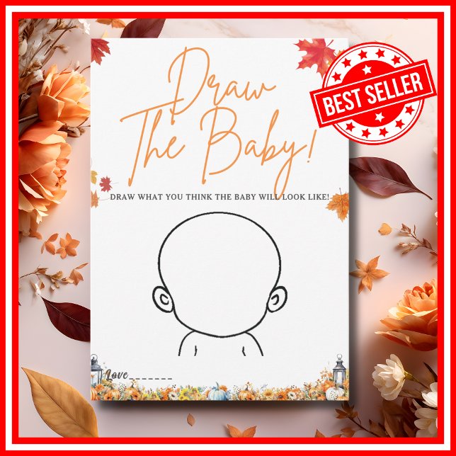 DRAW THE BABY GAME Baby Shower Game LITTLE PUMPKIN Invitation (DRAW THE BABY GAME Easy Baby Shower Game A Little Pumpkin is on the Way Fall Autumn Theme )