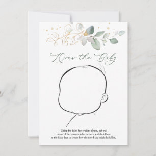 Draw the Baby Greenery Baby Shower Game  Invitation