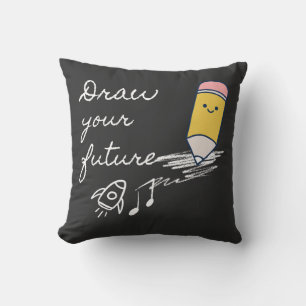 Draw Your Future – Cute Motivational Pencil Design Cushion